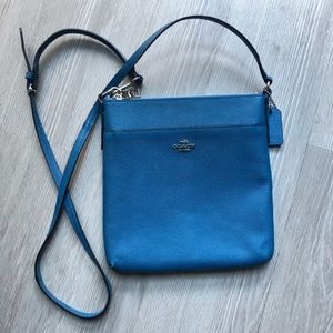Coach Teal Blue Zippered Crossbody Bag Purse